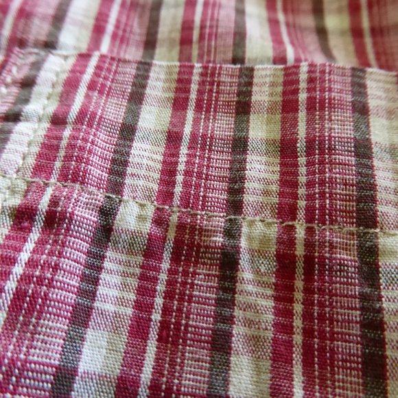 SONOMA BRAND RED BROWN WHITE PLAID BUTTON DOWN SHIRT (PRE-OWNED) LARGE - Picture 5 of 7